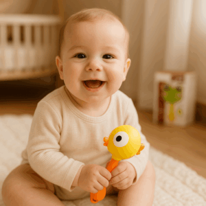 брязкальце пташка з коробкою